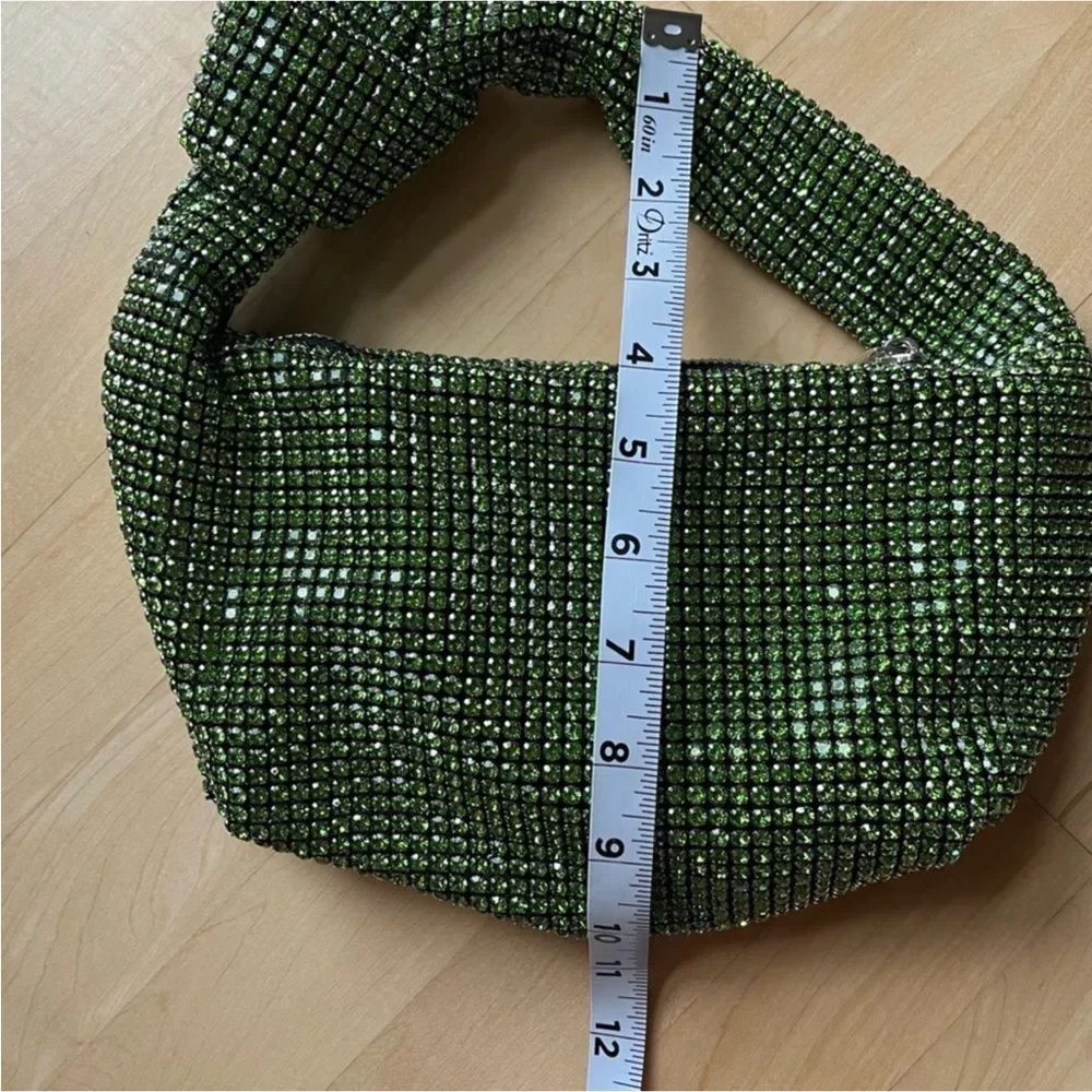 Rhinestone Knot Handle Hobo Bag in Green NWOT